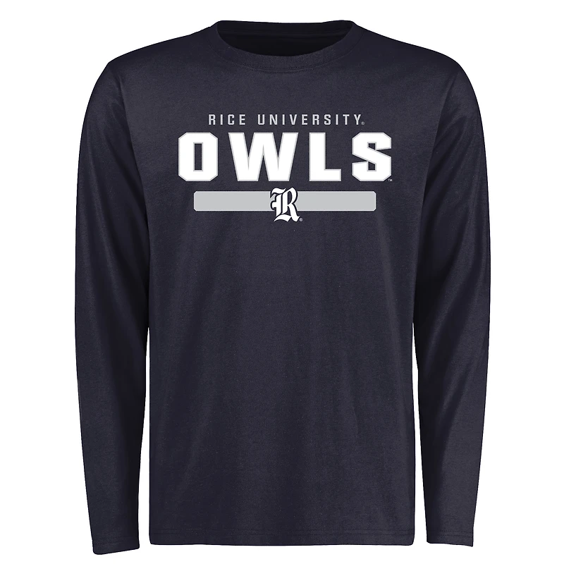 Men's Navy Rice Owls Team Strong Long Sleeve T-Shirt