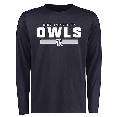 Men's Navy Rice Owls Team Strong Long Sleeve T-Shirt