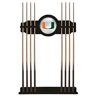 Black Miami Hurricanes Eight Stick Pool Cue Rack