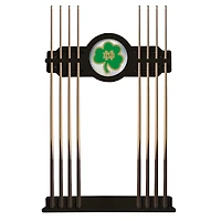 Black Notre Dame Fighting Irish Shamrock Eight Stick Pool Cue Rack