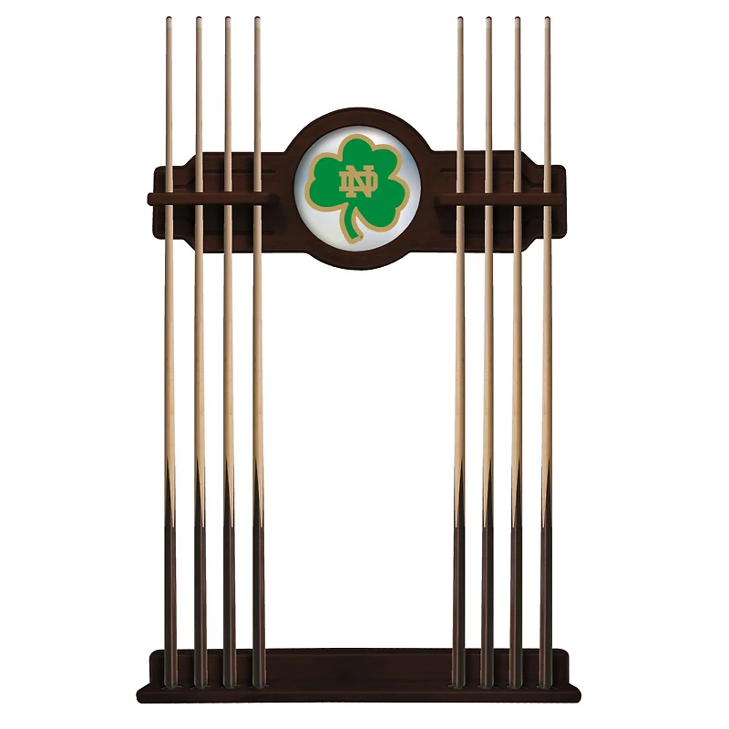 English Tudor Notre Dame Fighting Irish Shamrock Eight Stick Pool Cue Rack