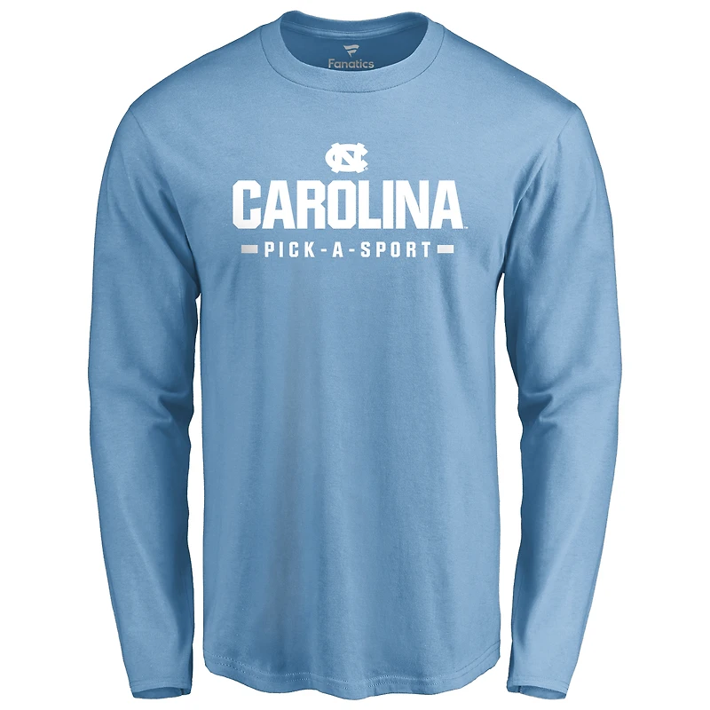 Men's Light Blue North Carolina Tar Heels Custom Sport Wordmark Long Sleeve T-Shirt