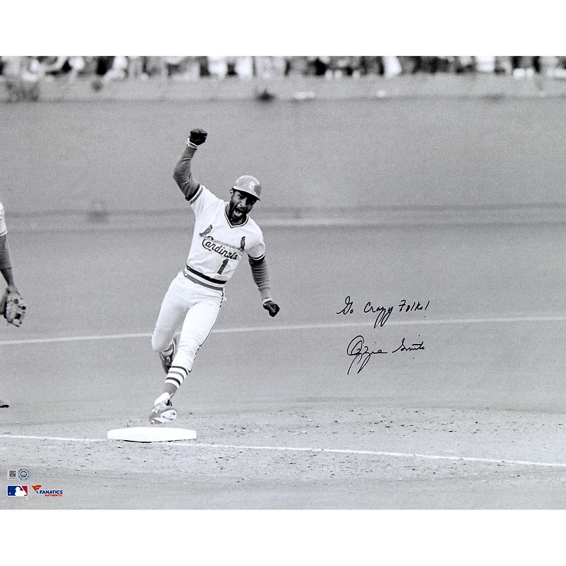 Ozzie Smith St. Louis Cardinals Autographed 16" x 20" 1985 NLCS Photograph with "Go Crazy Folks!" Inscription