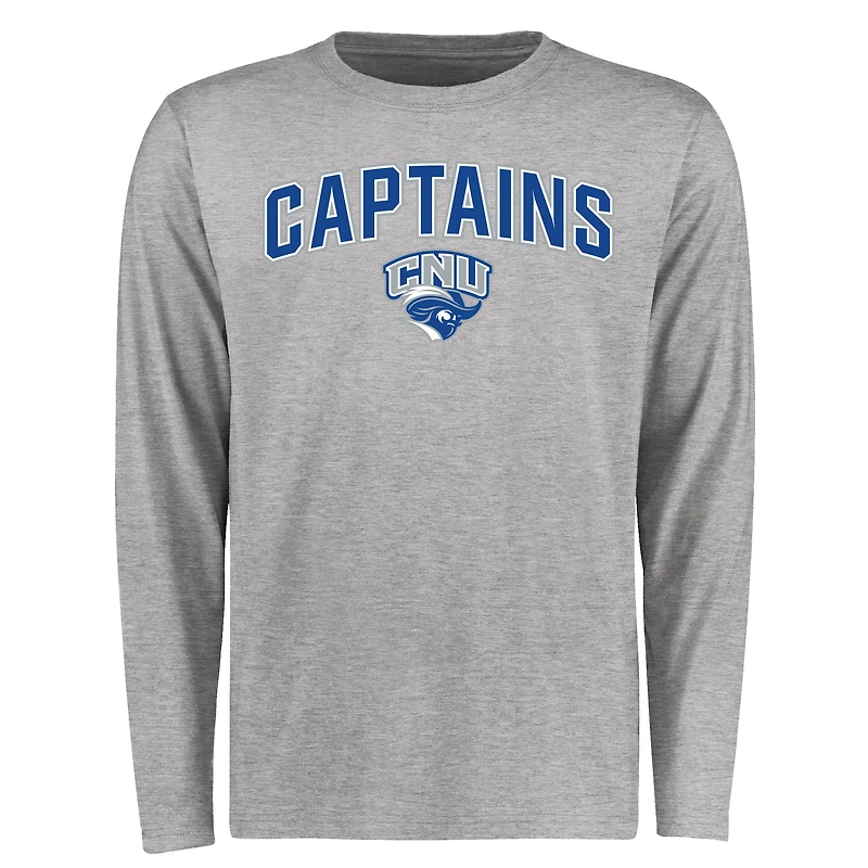 Men's Ash Christopher Newport University Captains Proud Mascot Long Sleeve T-Shirt