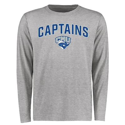 Men's Ash Christopher Newport University Captains Proud Mascot Long Sleeve T-Shirt