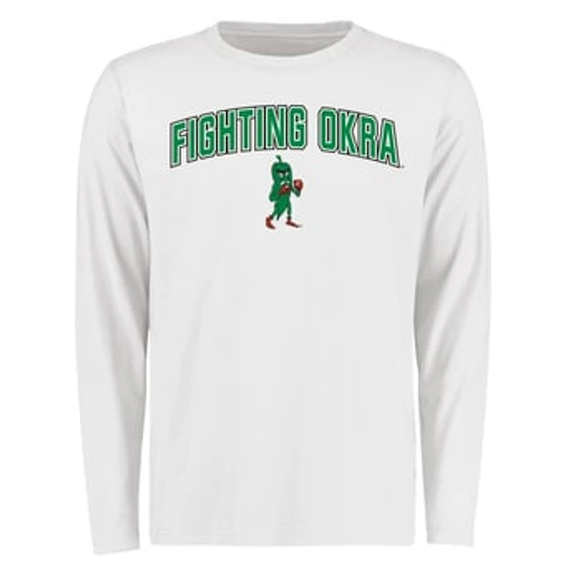 Men's White Delta State Statesmen Proud Mascot Long Sleeve T-Shirt