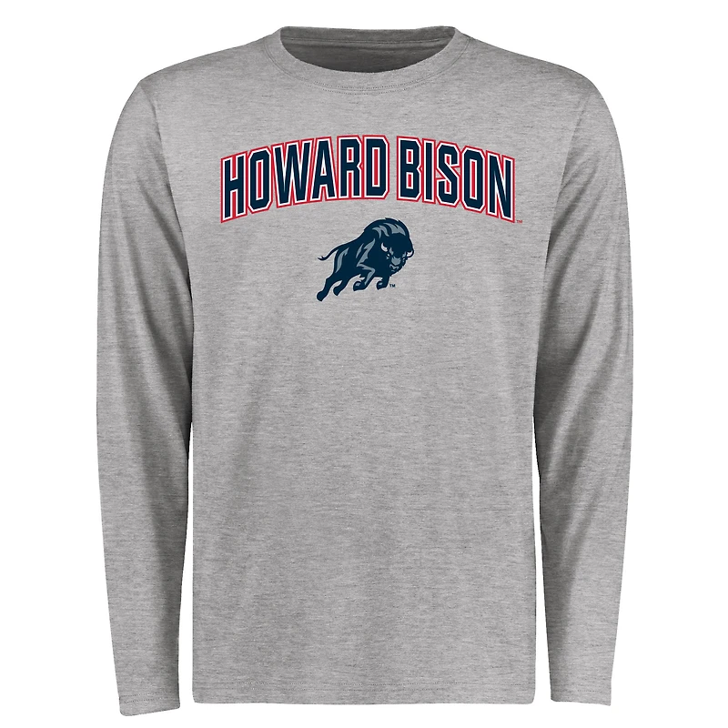 Men's Ash Howard Bison Proud Mascot Long Sleeve T-Shirt