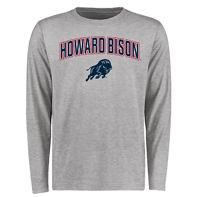 Men's Ash Howard Bison Proud Mascot Long Sleeve T-Shirt