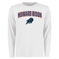 Men's White Howard Bison Proud Mascot Long Sleeve T-Shirt