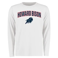 Men's White Howard Bison Proud Mascot Long Sleeve T-Shirt