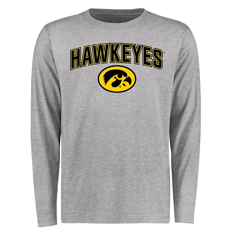 Men's Ash Iowa Hawkeyes Proud Mascot Long Sleeve T-Shirt