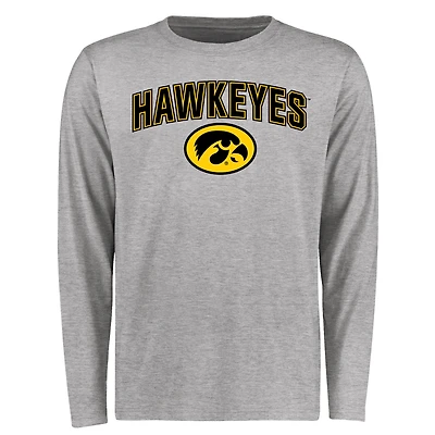 Men's Ash Iowa Hawkeyes Proud Mascot Long Sleeve T-Shirt