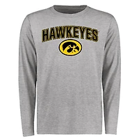 Men's Ash Iowa Hawkeyes Proud Mascot Long Sleeve T-Shirt