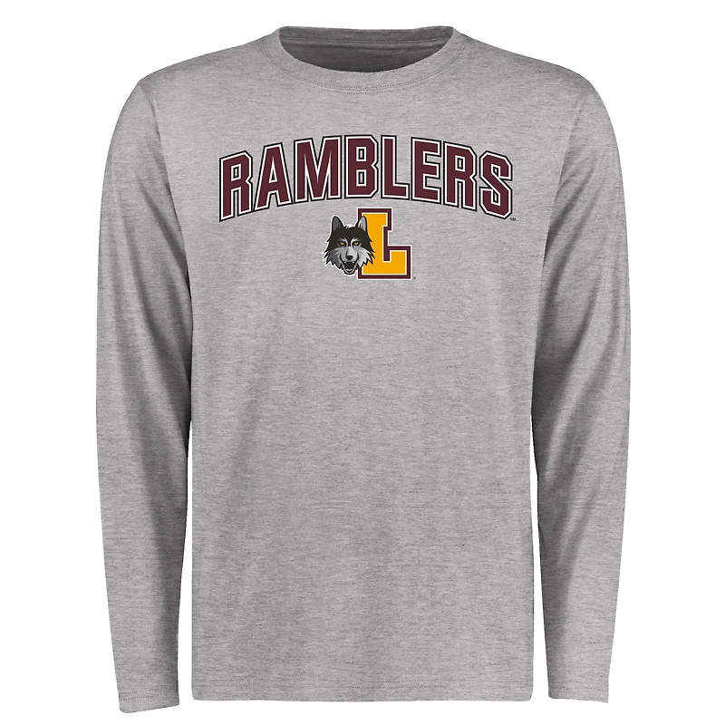 Men's Ash Loyola Chicago Ramblers Proud Mascot Long Sleeve T-Shirt