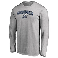 Men's Ash Navy Midshipmen Proud Mascot Long Sleeve T-Shirt