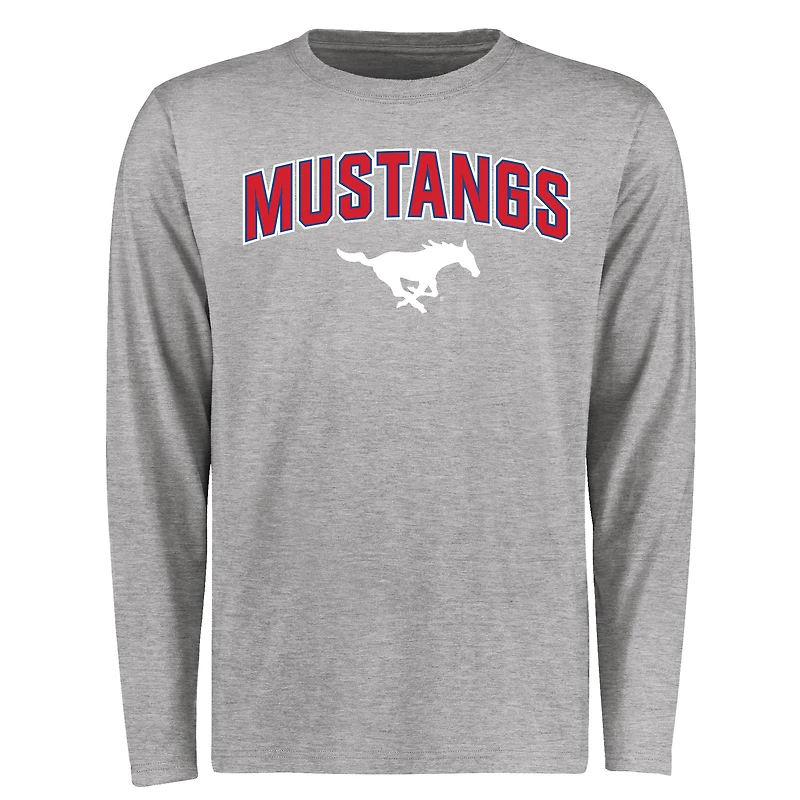 Men's Ash SMU Mustangs Proud Mascot Long Sleeve T-Shirt