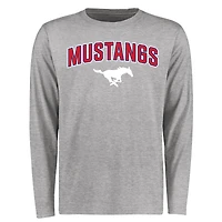 Men's Ash SMU Mustangs Proud Mascot Long Sleeve T-Shirt