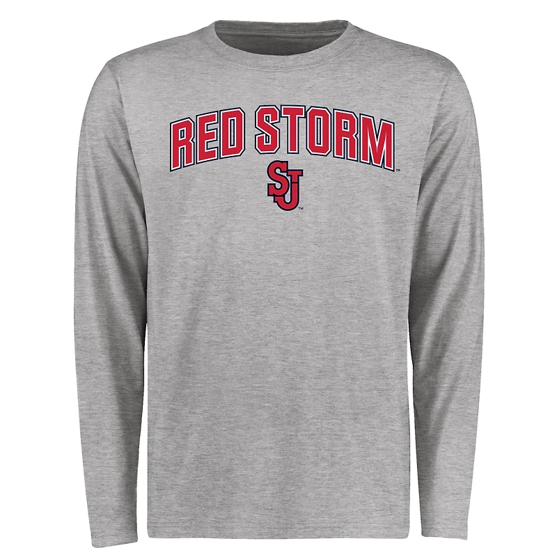 Men's Heathered Gray St. John's Red Storm Proud Mascot Long Sleeve T-Shirt