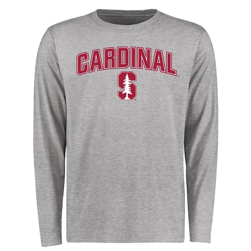 Men's Ash Stanford Cardinal Proud Mascot Long Sleeve T-Shirt