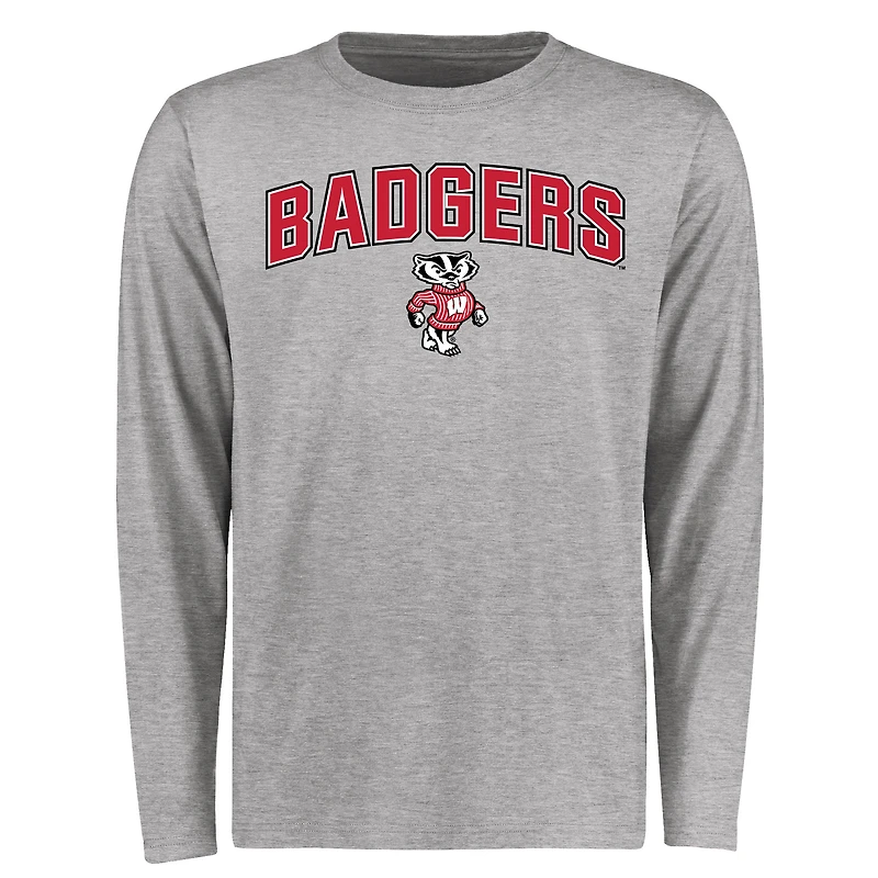 Men's Ash Wisconsin Badgers Proud Mascot Long Sleeve T-Shirt