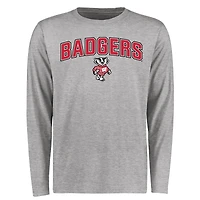 Men's Ash Wisconsin Badgers Proud Mascot Long Sleeve T-Shirt