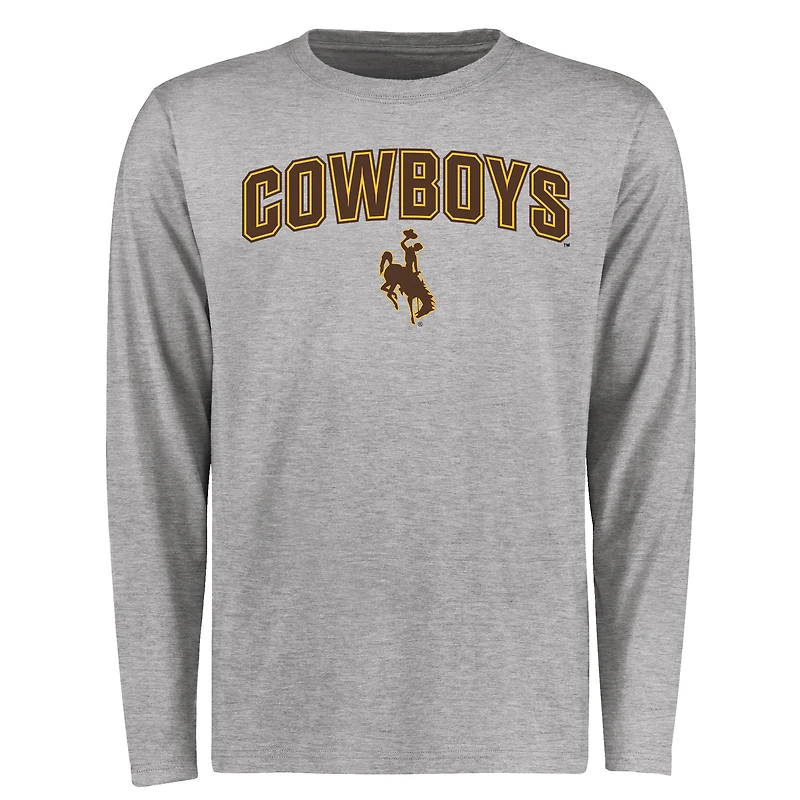 Men's Ash Wyoming Cowboys Proud Mascot Long Sleeve T-Shirt