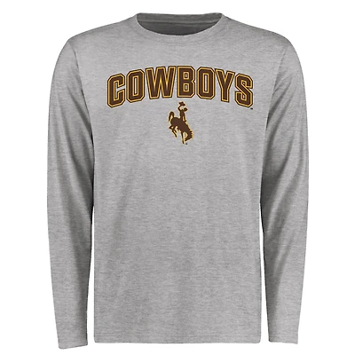 Men's Ash Wyoming Cowboys Proud Mascot Long Sleeve T-Shirt