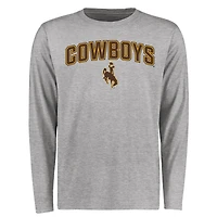 Men's Ash Wyoming Cowboys Proud Mascot Long Sleeve T-Shirt