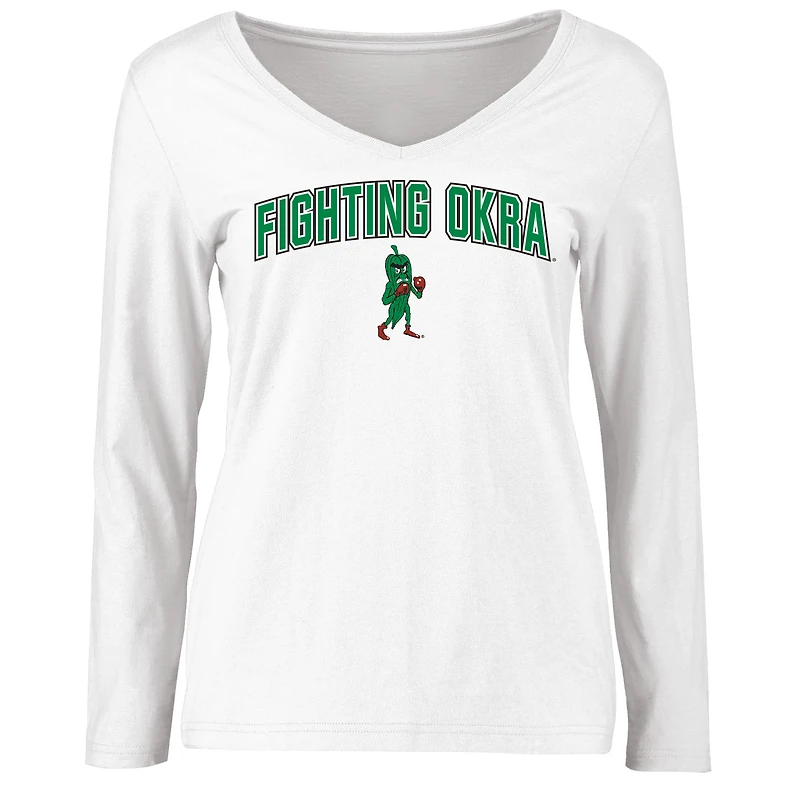Women's White Delta State Statesmen Proud Mascot Long Sleeve T-Shirt