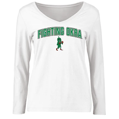 Women's White Delta State Statesmen Proud Mascot Long Sleeve T-Shirt