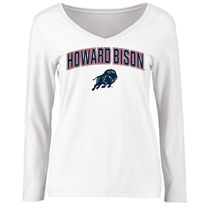 Women's White Howard Bison Proud Mascot Long Sleeve T-Shirt
