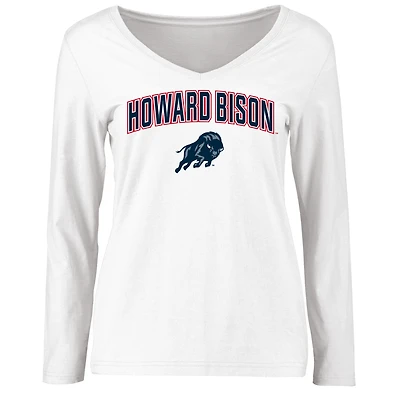 Women's White Howard Bison Proud Mascot Long Sleeve T-Shirt