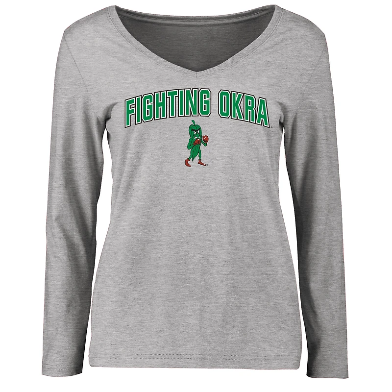 Women's Ash Delta State Statesmen Proud Mascot Long Sleeve T-Shirt