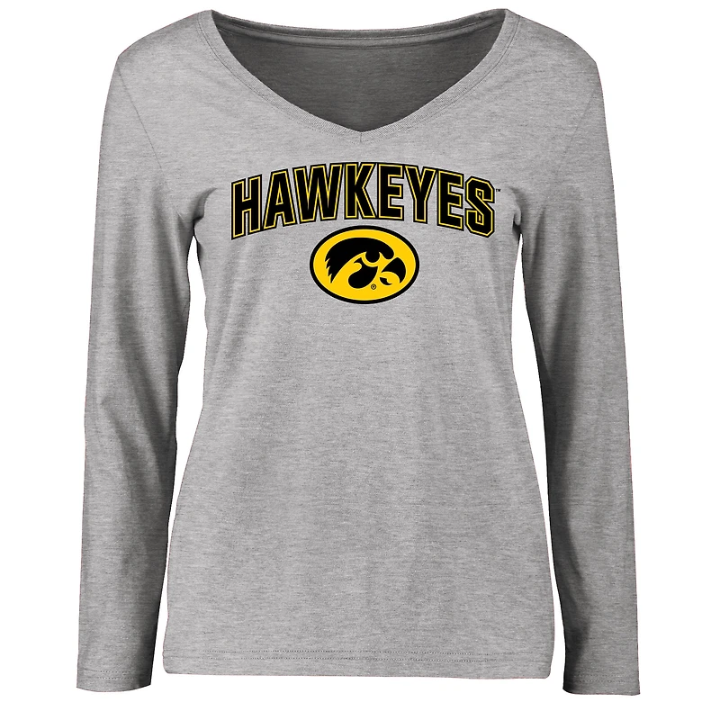 Women's Ash Iowa Hawkeyes Proud Mascot Long Sleeve T-Shirt