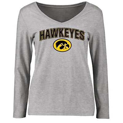 Women's Ash Iowa Hawkeyes Proud Mascot Long Sleeve T-Shirt