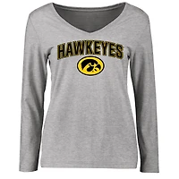 Women's Ash Iowa Hawkeyes Proud Mascot Long Sleeve T-Shirt