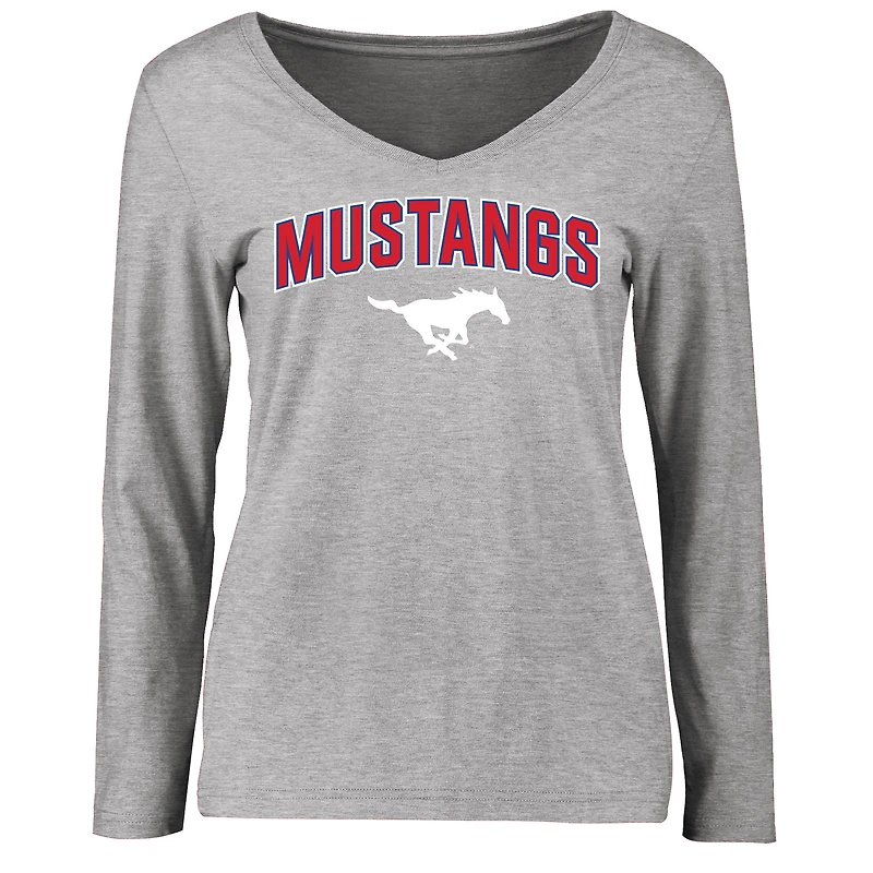Women's Ash SMU Mustangs Proud Mascot Long Sleeve T-Shirt