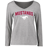 Women's Ash SMU Mustangs Proud Mascot Long Sleeve T-Shirt
