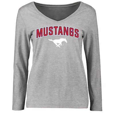 Women's Ash SMU Mustangs Proud Mascot Long Sleeve T-Shirt