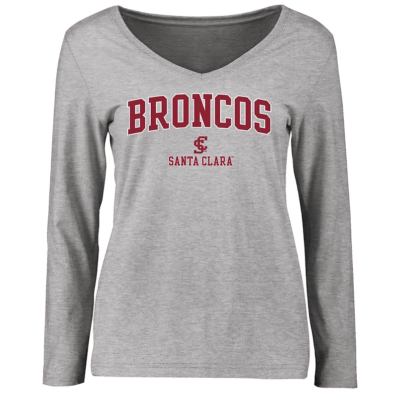 Women's Ash Santa Clara Broncos Proud Mascot Long Sleeve T-Shirt