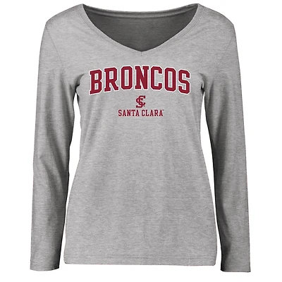 Women's Ash Santa Clara Broncos Proud Mascot Long Sleeve T-Shirt