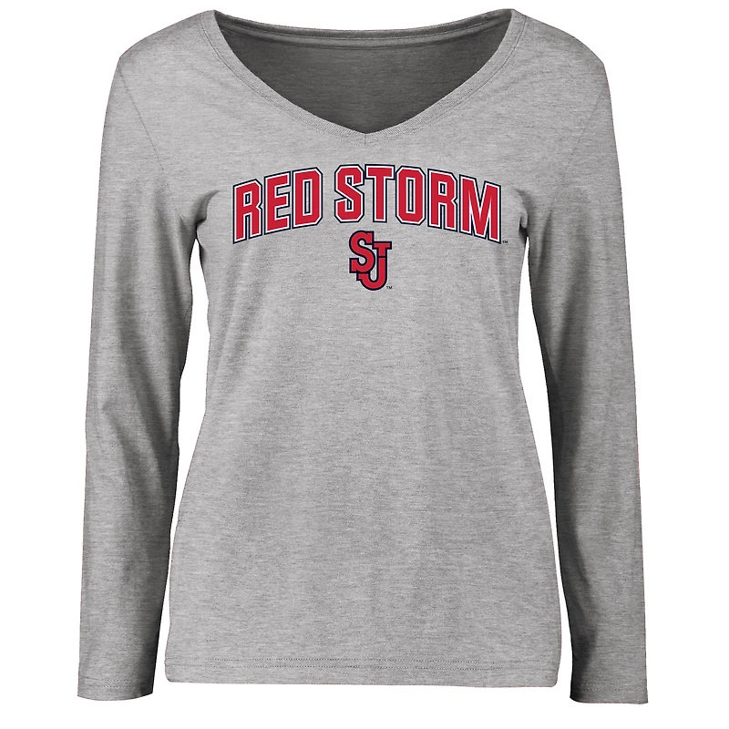 Women's Ash St. John's Red Storm Proud Mascot Long Sleeve T-Shirt