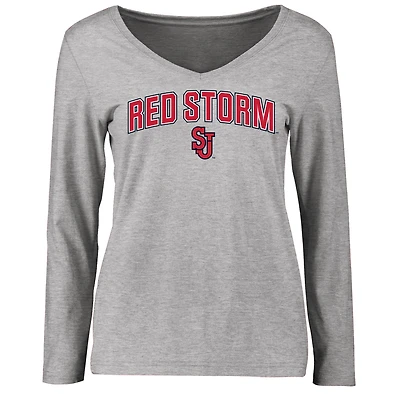 Women's Ash St. John's Red Storm Proud Mascot Long Sleeve T-Shirt