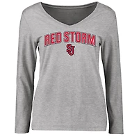Women's Ash St. John's Red Storm Proud Mascot Long Sleeve T-Shirt