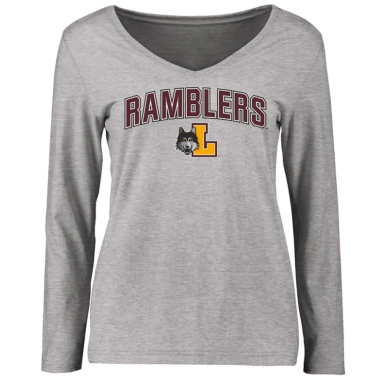 Women's Ash Loyola Chicago Ramblers Proud Mascot Long Sleeve T-Shirt