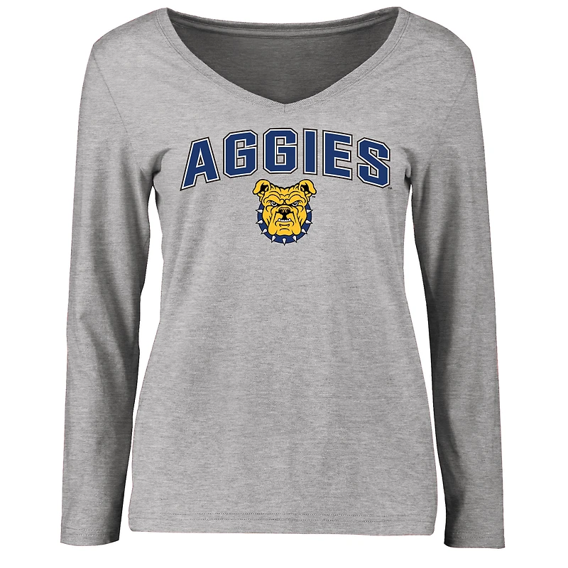 Women's Ash North Carolina A&T Aggies Proud Mascot Long Sleeve T-Shirt