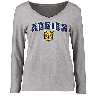 Women's Ash North Carolina A&T Aggies Proud Mascot Long Sleeve T-Shirt
