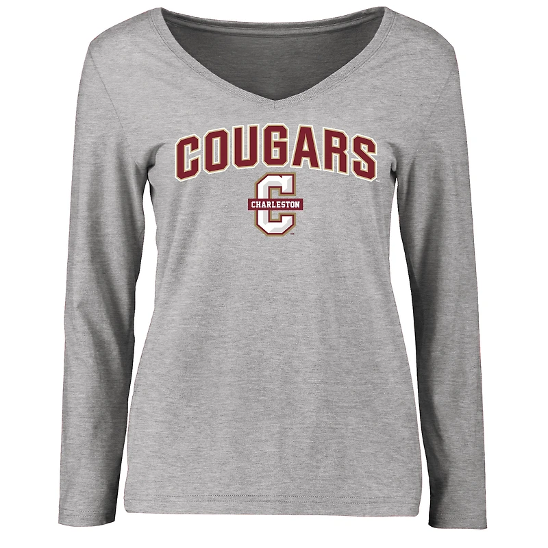 Women's Ash Charleston Cougars Proud Mascot Long Sleeve T-Shirt
