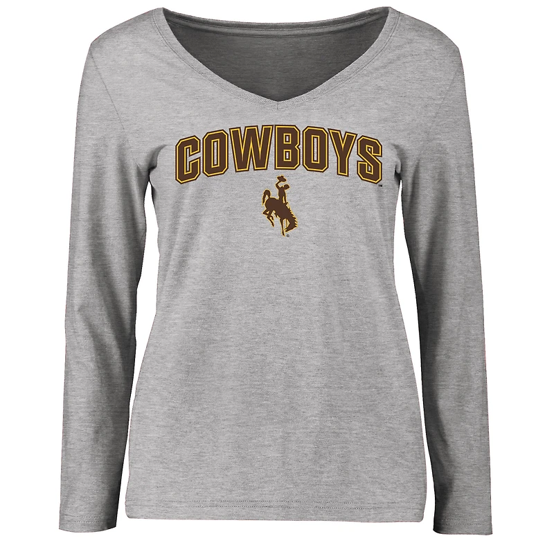 Women's Ash Wyoming Cowboys Proud Mascot Long Sleeve T-Shirt