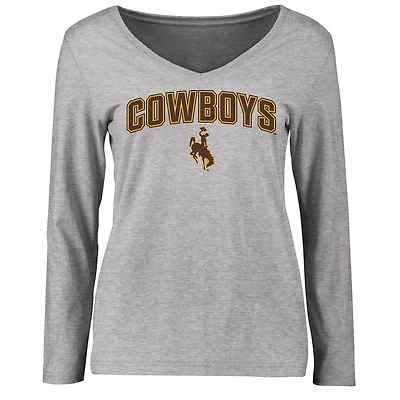 Women's Ash Wyoming Cowboys Proud Mascot Long Sleeve T-Shirt
